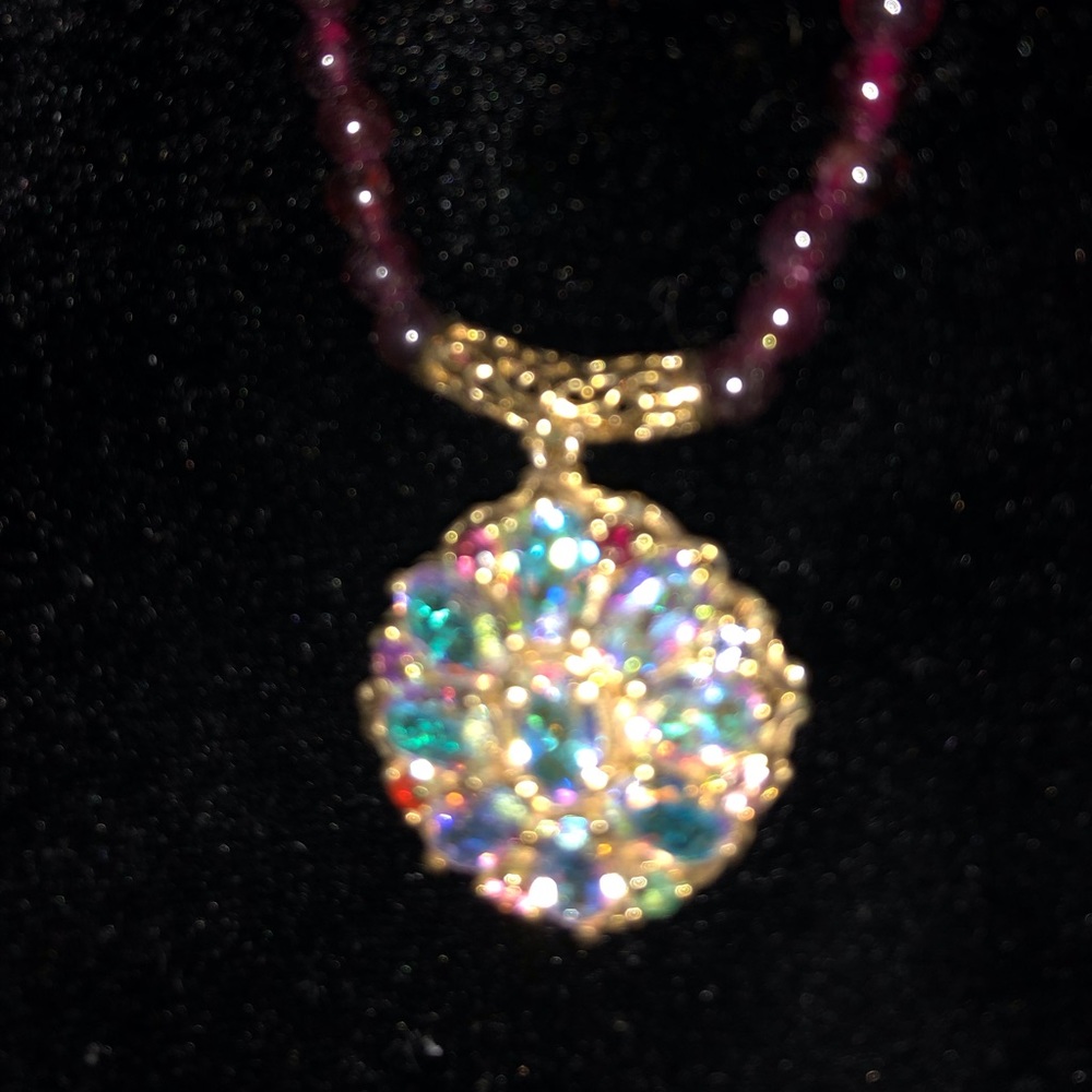 Mercury Mystic Topaz,Orissa Rhodolite Garnet Bead Necklace (20 in)